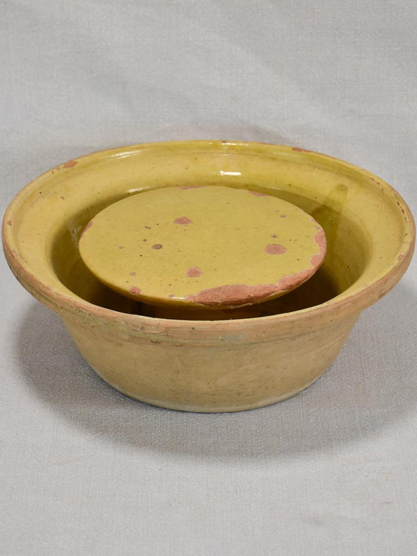 Antique French terracotta cheese strainer bowl