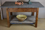 Antique French table with zinc top - florist or oyster table