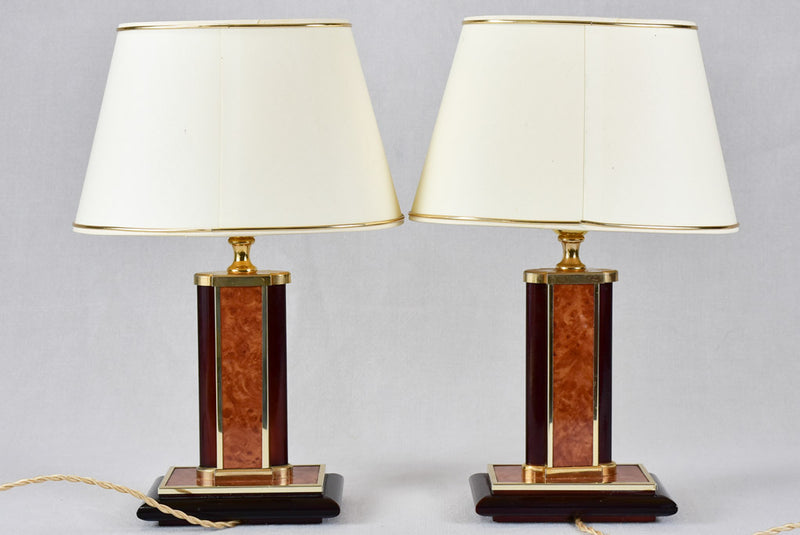 Chic Oval Lampshaded Burlwood Lamps