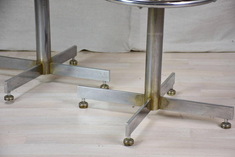 Pair of vintage French bar stools with leather seats 33¾"