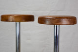 Pair of vintage French bar stools with leather seats 33¾"