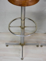 Pair of vintage French bar stools with leather seats 33¾"