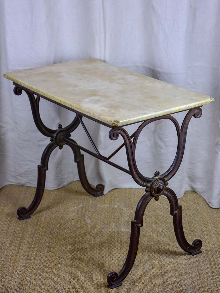 Antique French bistro table with marble top rectangular Chez Pluie