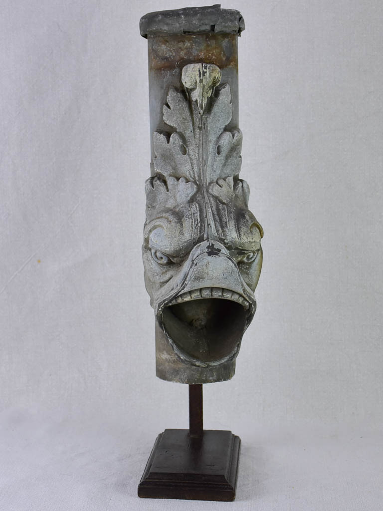 Early 19th century French salvaged zinc gutter spout - dolphin