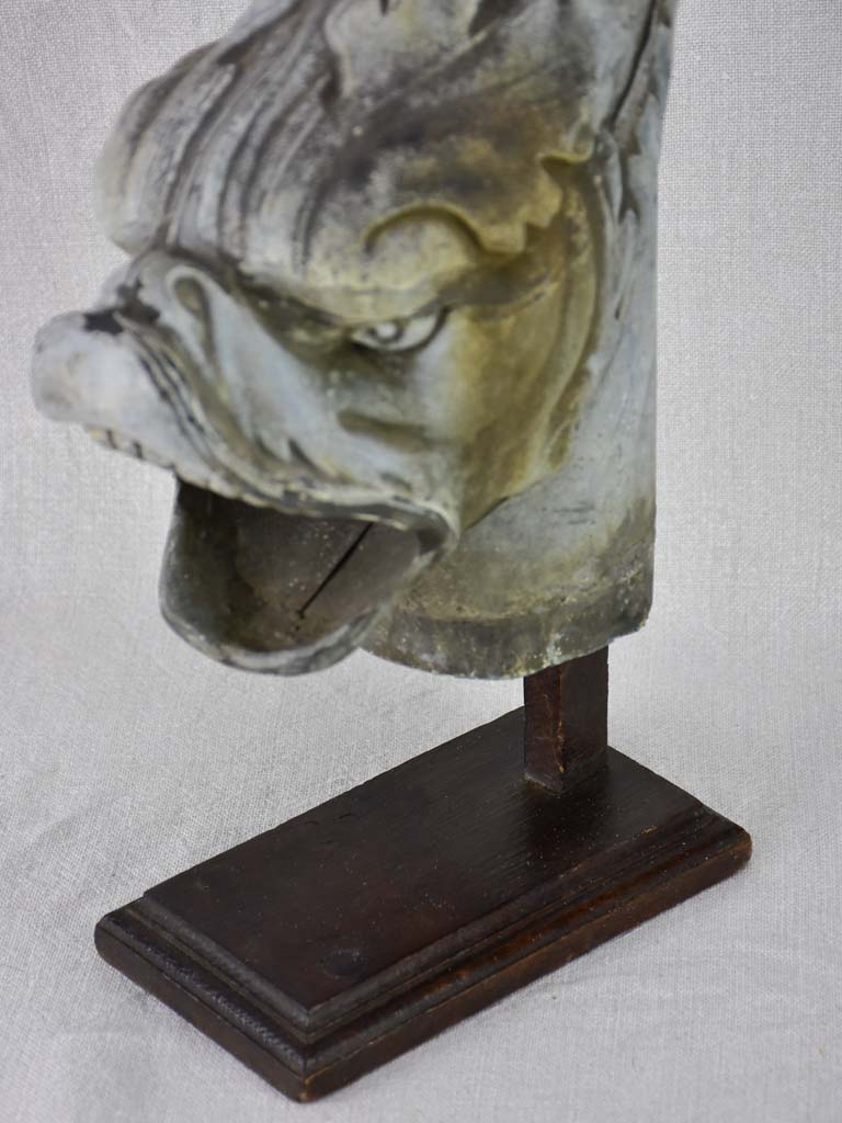 Early 19th century French salvaged zinc gutter spout - dolphin