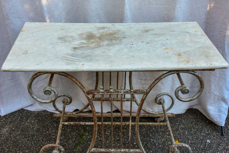 19th Century French butcher's table - Lyre-base with marble top