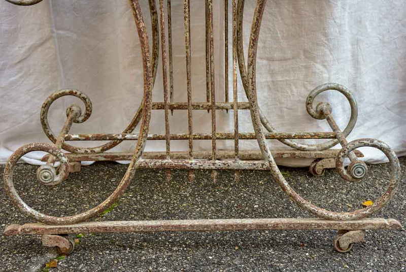 19th Century French butcher's table - Lyre-base with marble top