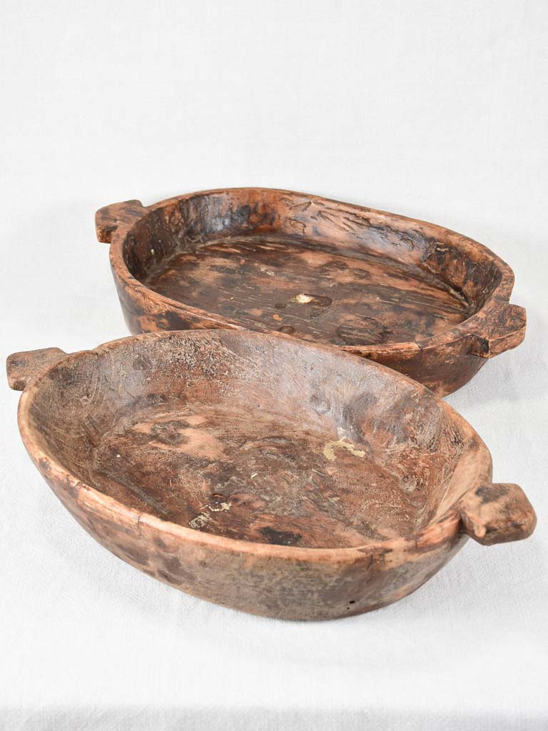 Two large primitive wooden trays 21¼"