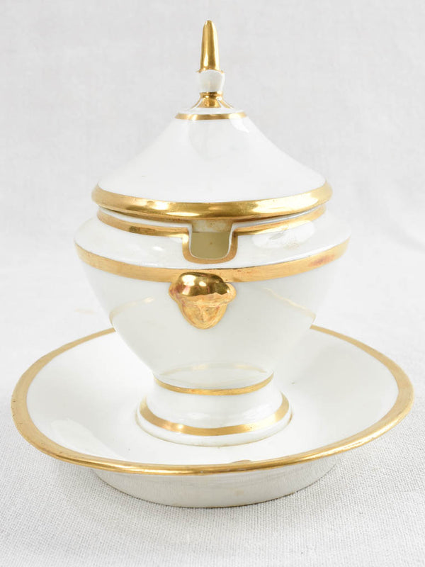 Vieux Paris porcelain sauce boat - white & gold