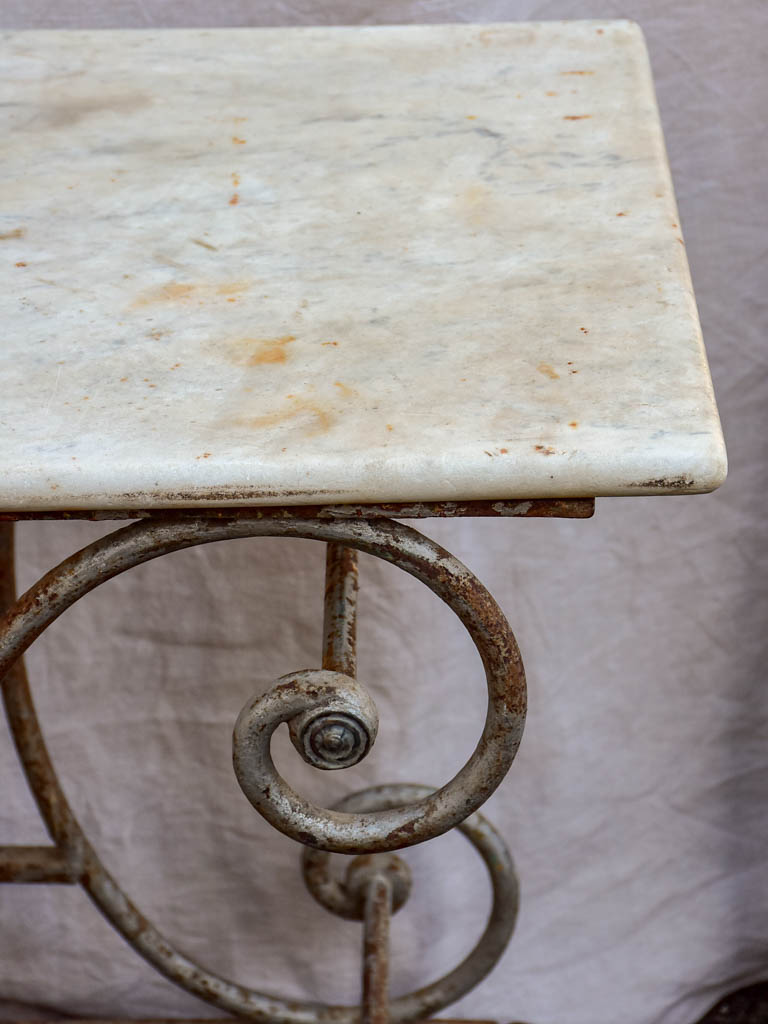 19th Century French butcher's table - Lyre-base with marble top
