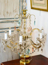 Early 20th century crystal girandole table lamp