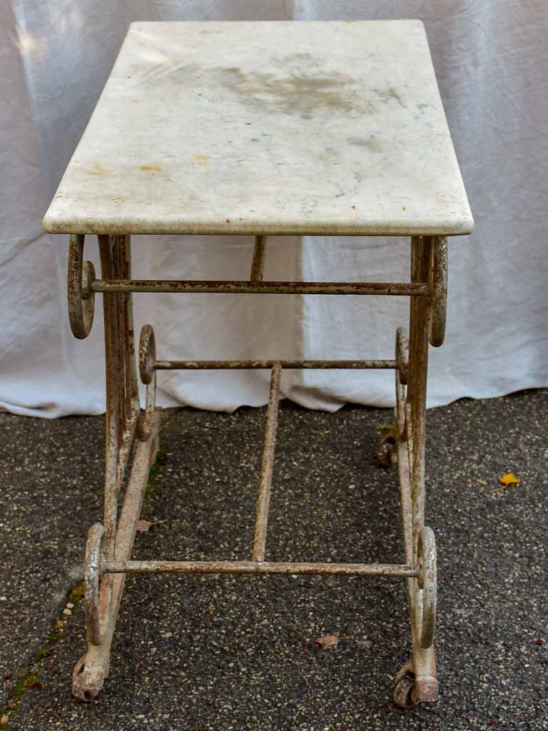 19th Century French butcher's table - Lyre-base with marble top