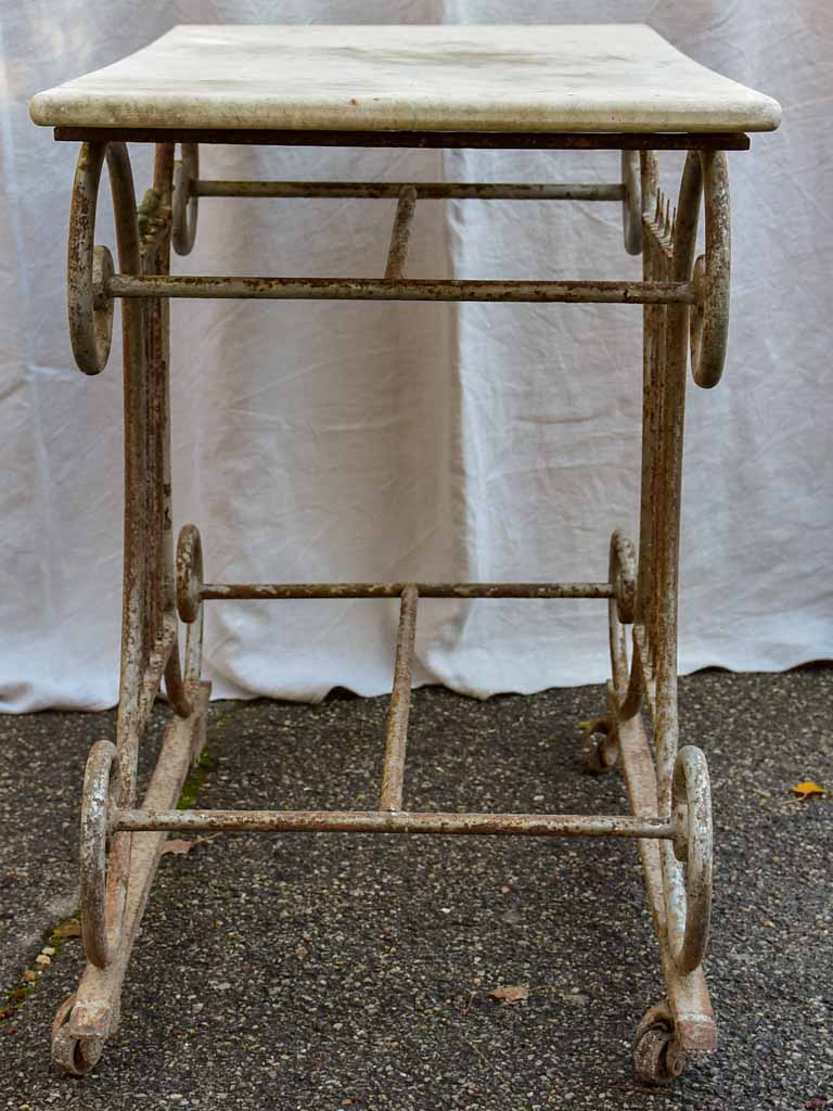 19th Century French butcher's table - Lyre-base with marble top