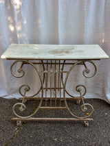 19th Century French butcher's table - Lyre-base with marble top