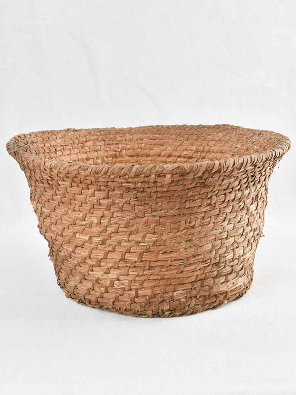 Vintage olive oil straw basket filter 17¾"