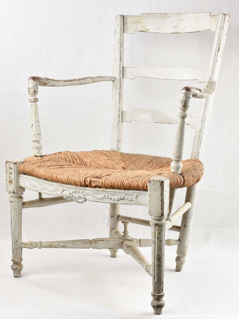 Antique French straw armchair