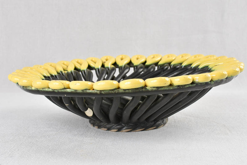 Black & yellow Vallauris woven bowl 13¾"