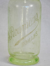 Early twenieth-century French uranium glass seltzer bottle "Romans" 12½"