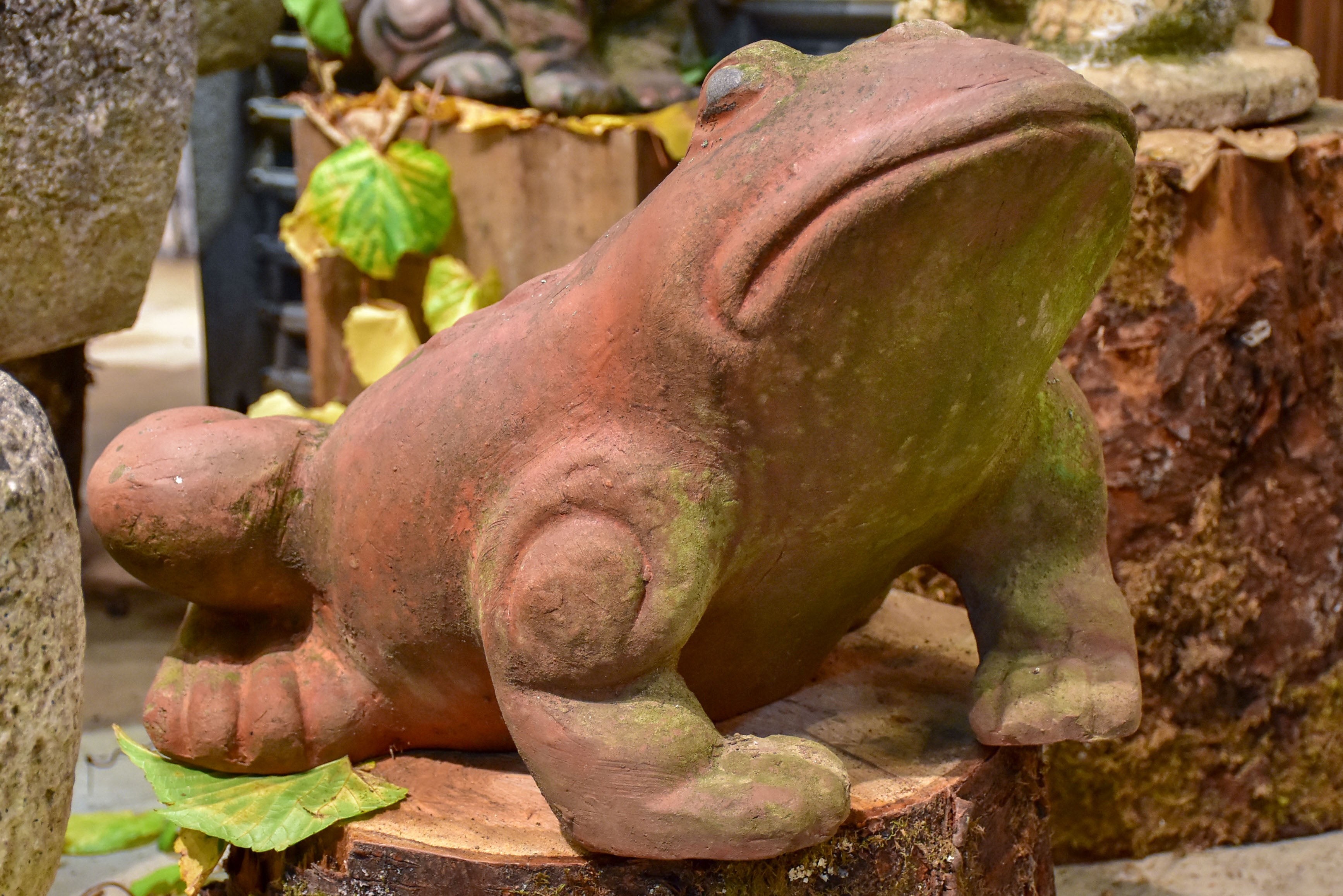 Vintage French garden sculpture of a frog