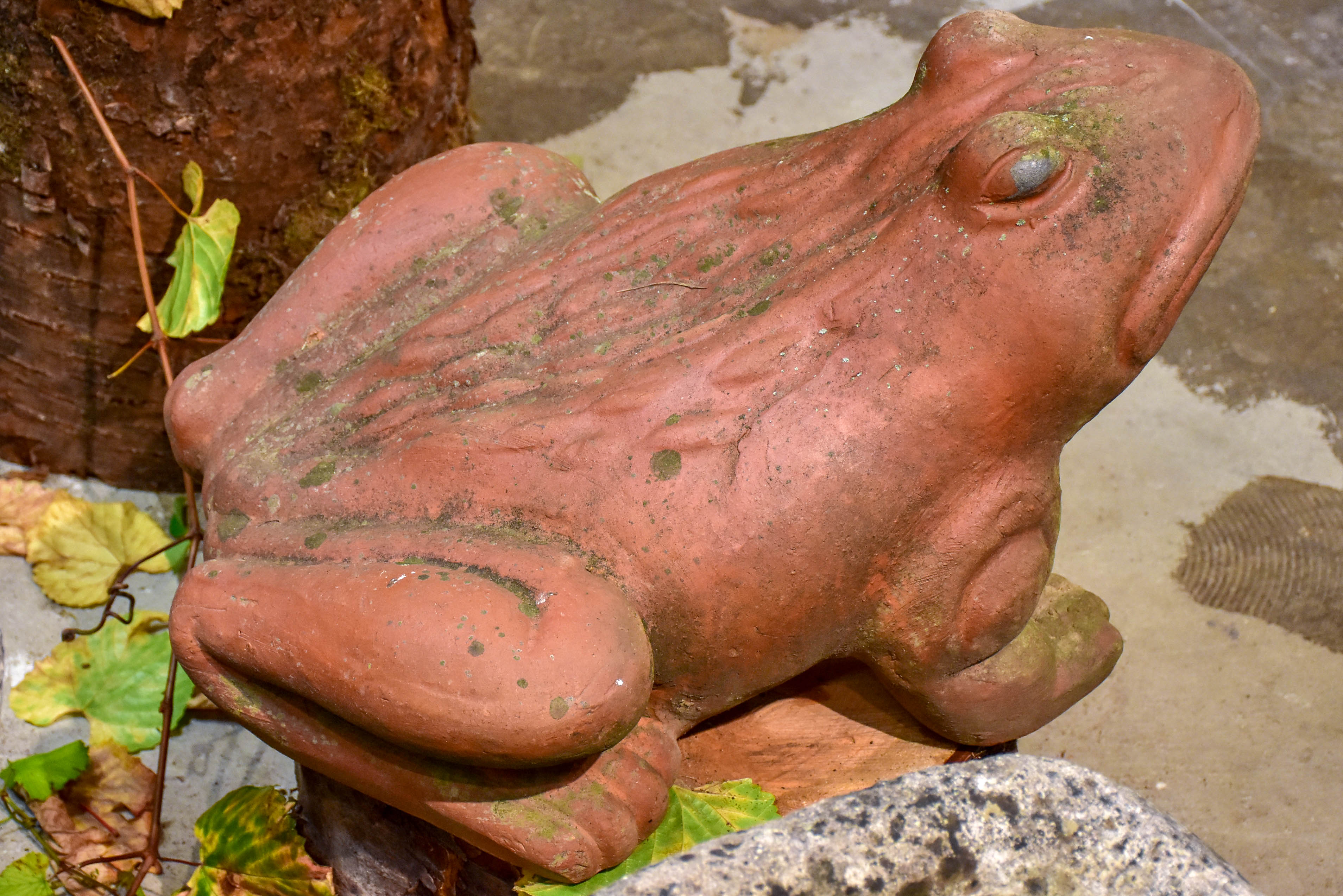 Vintage French garden sculpture of a frog