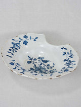 18th century French faience shaving bowl - handpainted with blue flowers