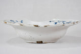 18th century French faience shaving bowl - handpainted with blue flowers