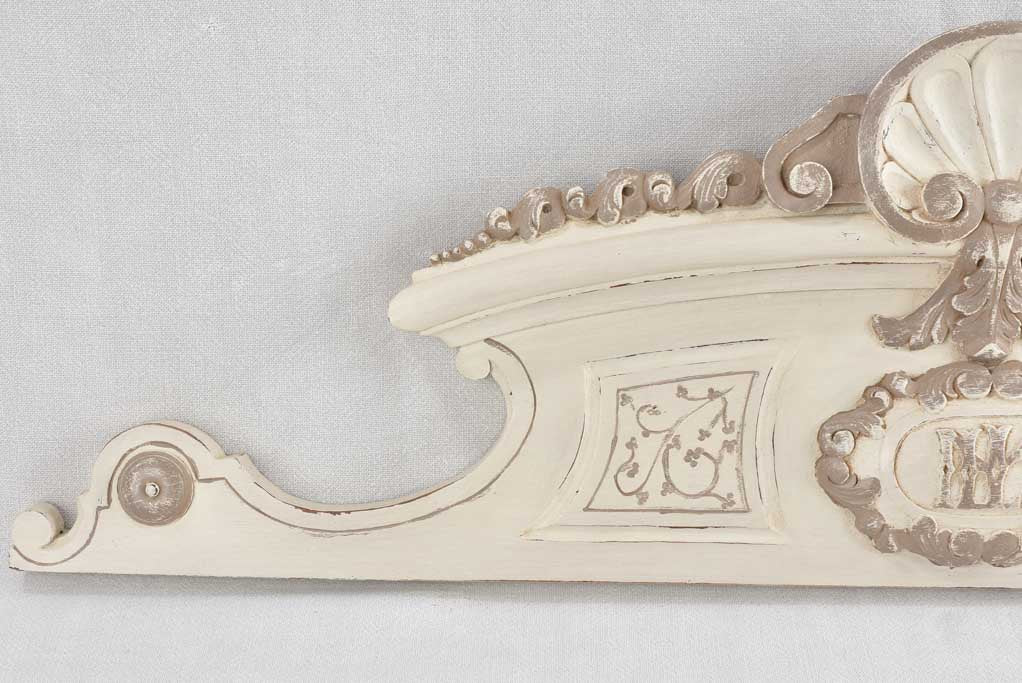 Walnut Armoire Pediment with Beige Finish