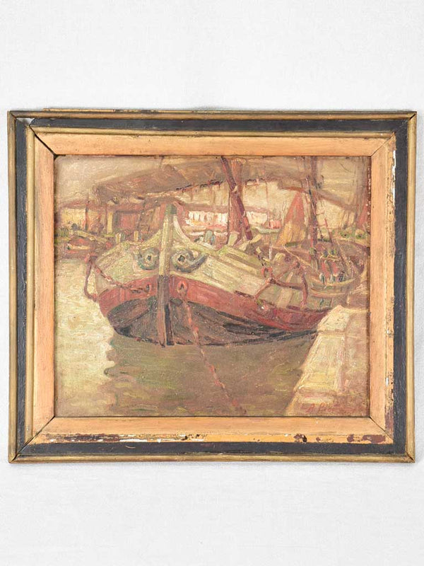 Fishing boat - Antonio Pietroni (Italian, 1896–1958) oil on wood 17 x 19¾""