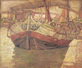 Fishing boat - Antonio Pietroni (Italian, 1896–1958) oil on wood 17 x 19¾""
