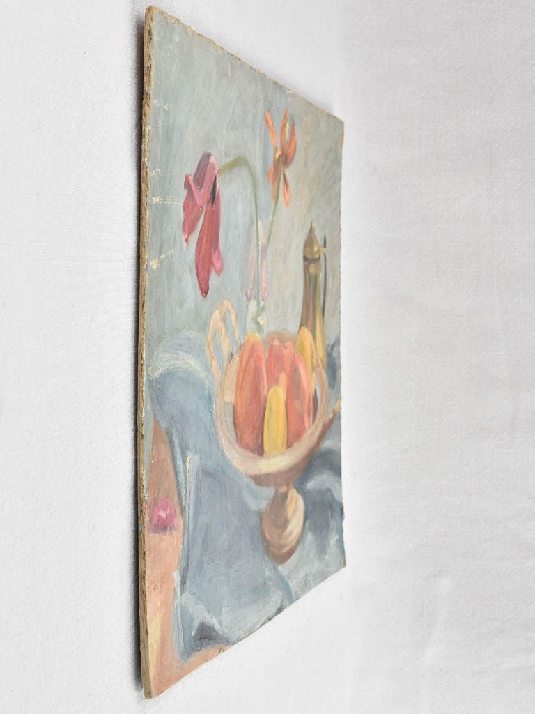 Small still life painting with fruit & ceramic pot 15¼" x 19"