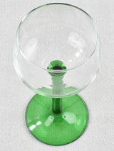 Set of 6 Alsatian wine glasses w/ green stems 6¼"