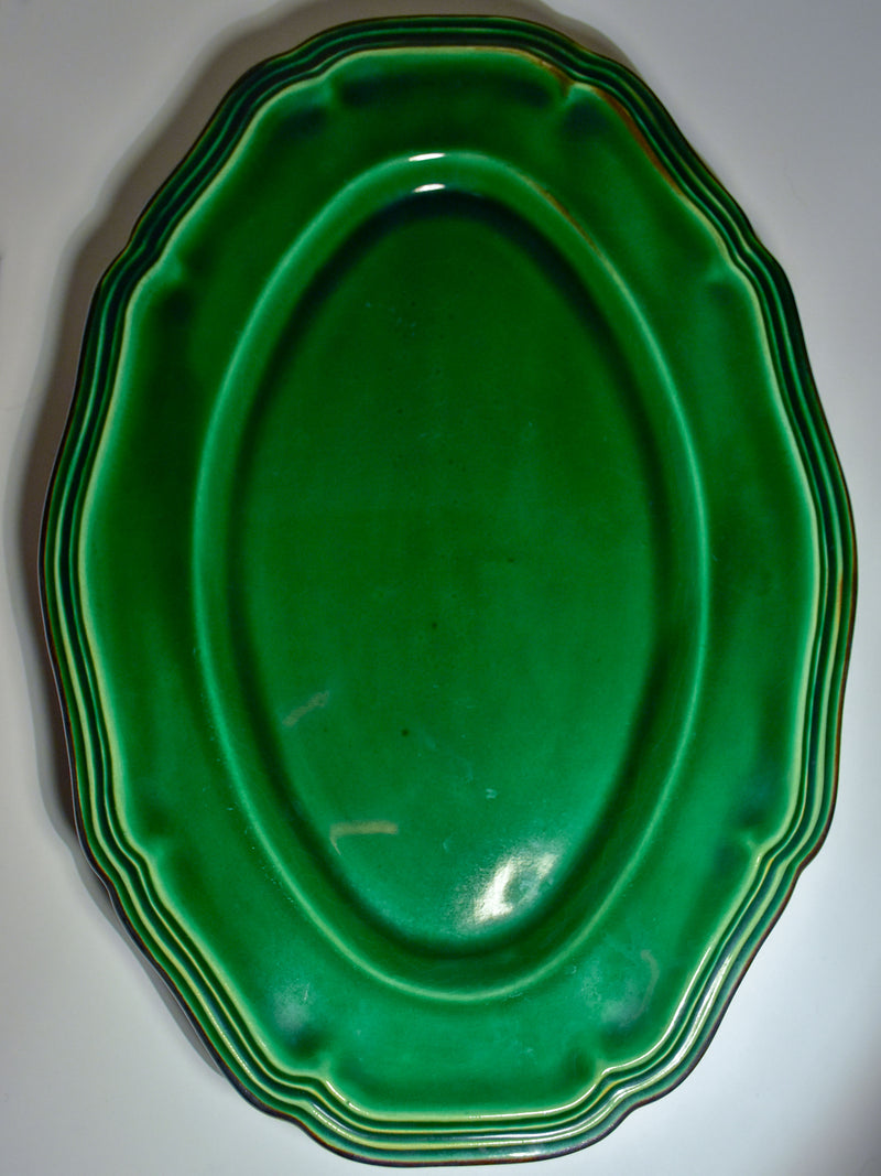 Vintage French green glazed platter from Dieulefit