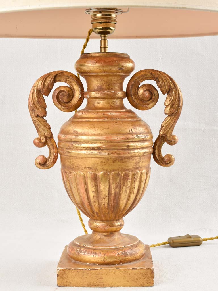 Rustic 1940s beechwood table lamp