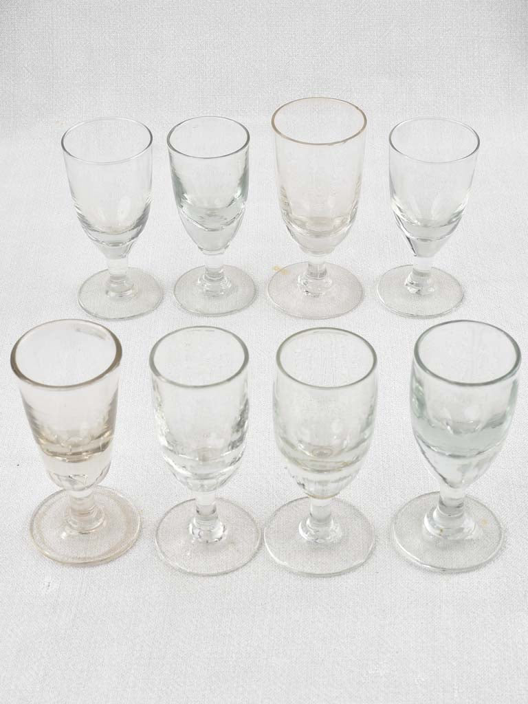 Antique nineteenth-century bistro absinthe glasses