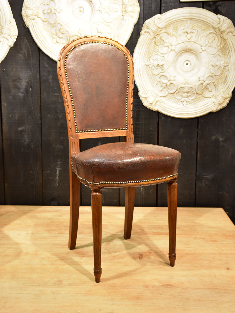 Set of eight Louis XVI style French dining chairs – leather