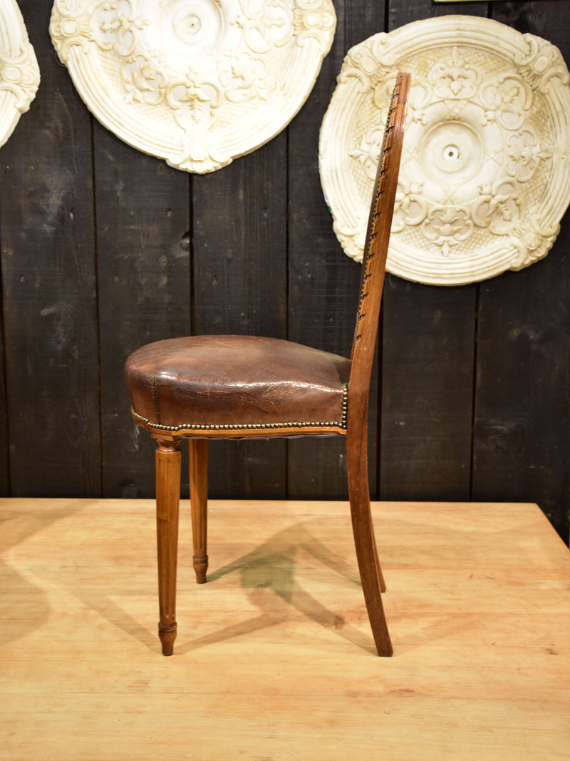 Set of eight Louis XVI style French dining chairs – leather