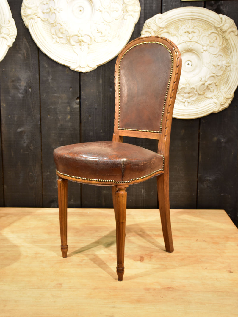 Set of eight Louis XVI style French dining chairs – leather