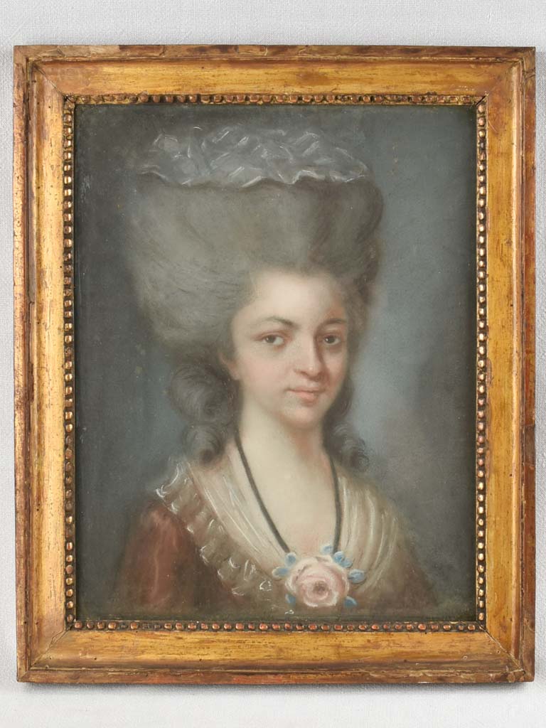 Antique Framed Lady Pastel Portrait