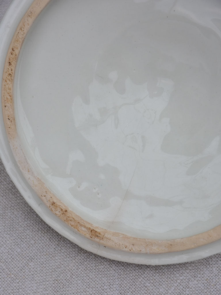 Pair of early 20th Century Italian soup tureens - white with sculpted garlands