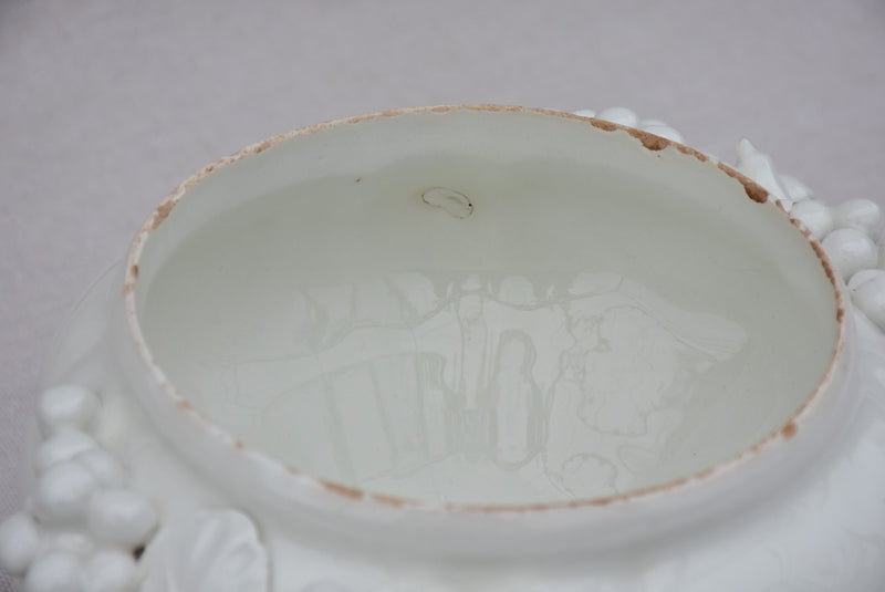 Pair of early 20th Century Italian soup tureens - white with sculpted garlands