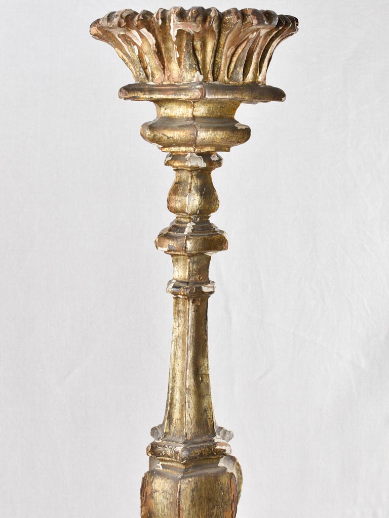 Distressed French-Gilt Altar Candlestick