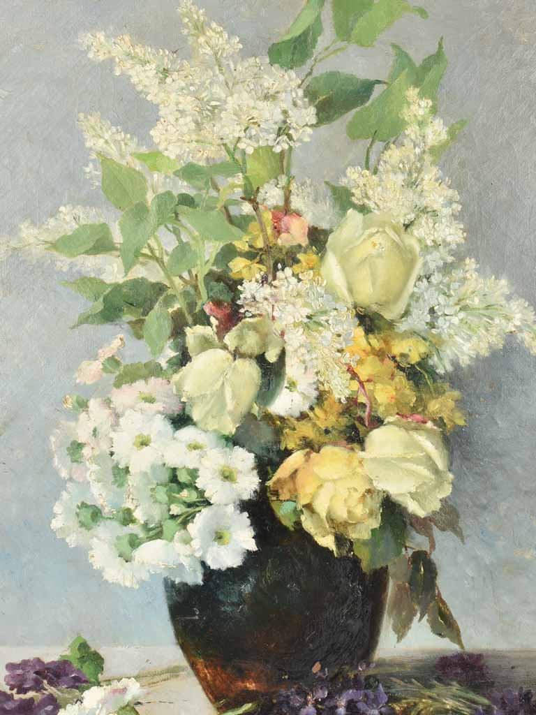 Floral still life with spring flowers, late nineteenth-century, Louise de Goussaincourt de Gauvain (1849 – 1921) 37½ x 26¾""