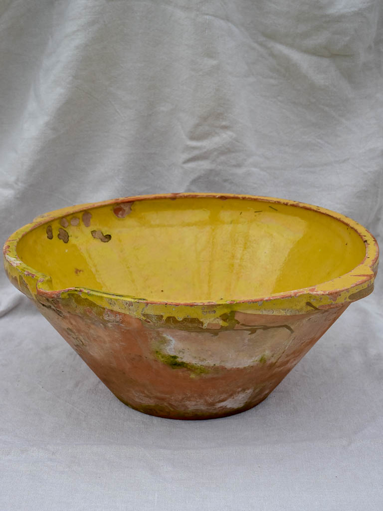 Very large tian - terracotta French bowl with ocher glaze 22¾"