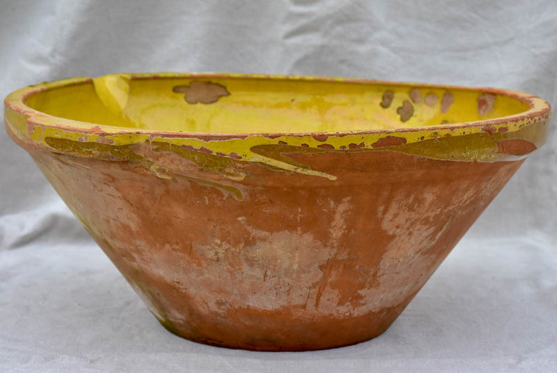 Very large tian - terracotta French bowl with ocher glaze 22¾"