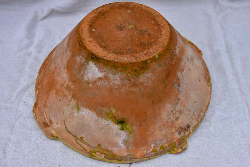 Very large tian - terracotta French bowl with ocher glaze 22¾"