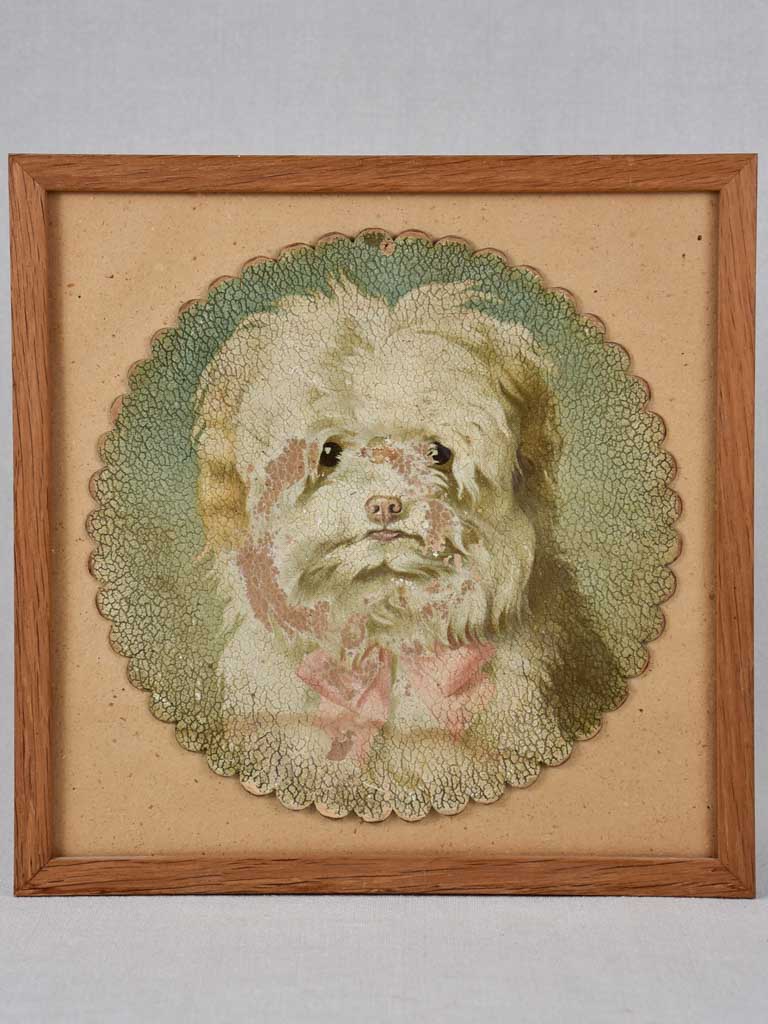 Vintage charming framed canine portrait