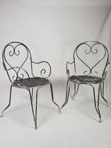 Pair of mid-century French garden armchairs with heart backs