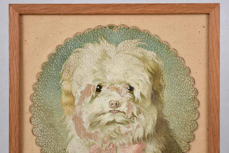 Nostalgic small dog portrait in frame 