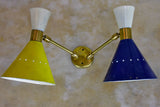 Original Stilnovo double wall sconce - blue, yellow white