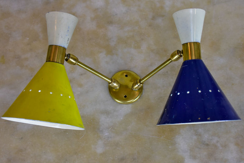 Original Stilnovo double wall sconce - blue, yellow white